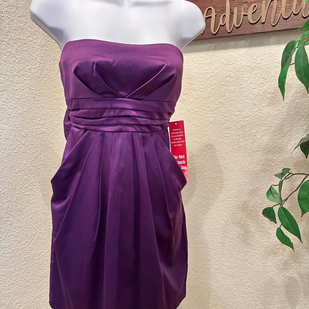 Wishes Wishes Wishes purple strapless formal prom mini dress size 3